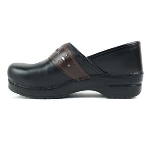 Dansko Professional Pavan 2 Tone Black Brown Leather Heritage Platform Clogs 41